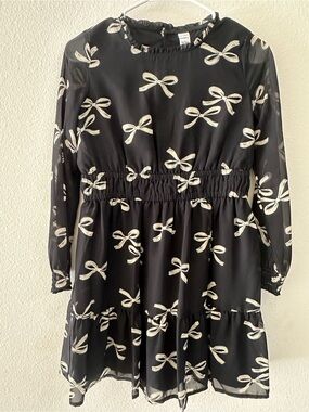 Carter's Black Dress with Cream Bow Print